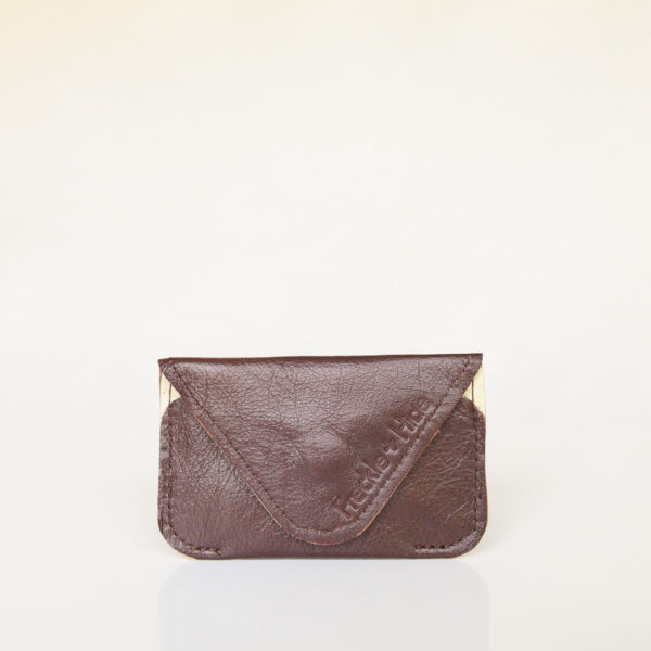 Dear brown and cream minimalist leather card wallet