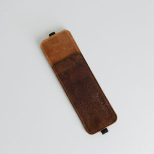 Brown leather pouch for pen and pencils