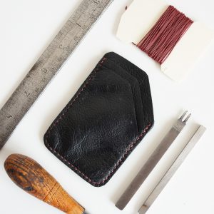 Leather minimalist card wallet made from repurposed leather