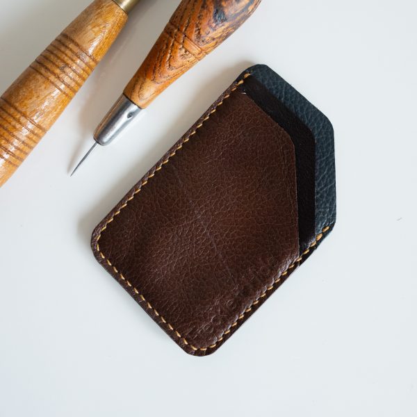 Reclaimed leather men's minimalist credit card wallet