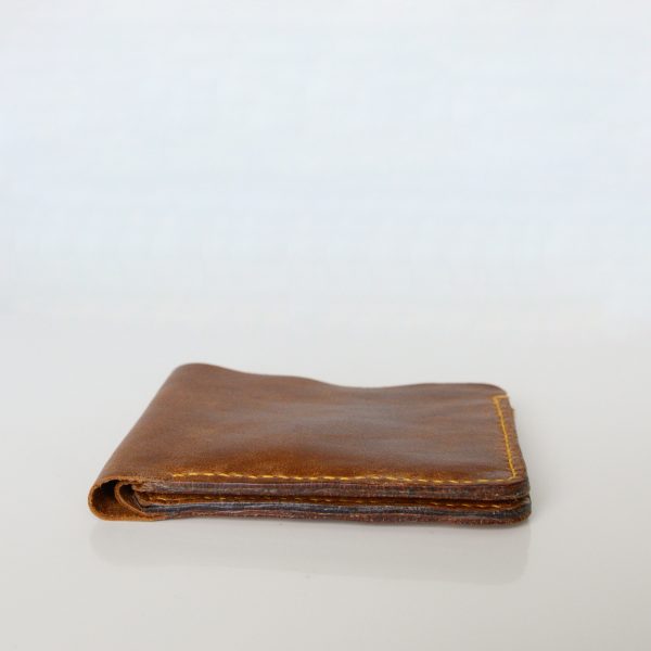 Upcycled leather mens zero-waste bifold wallet