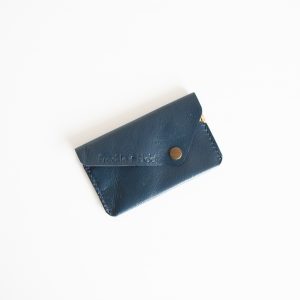 Blue leather card wallet perfect for bank cards, credit cards or business cards