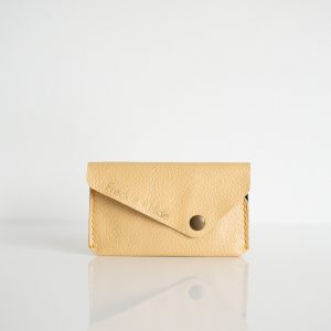 Repurposed leather card wallet in yellow